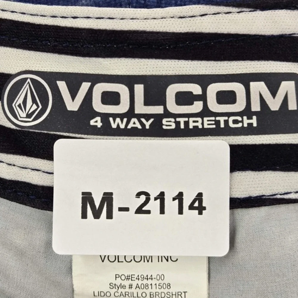 Volcom Men Swimwear 33 Blue Boardshorts Striped Lido Carillo‎ Cargo Pockets